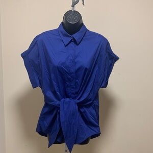 Ralph Lauren Royal Blue Tie-Front Blouse